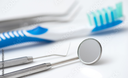 Dental tools on a white background