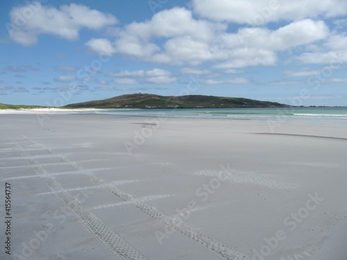 View across the sands of Balephuil beach, Isle of Tiree, inner Hebrides on a sunny summer's day  photo