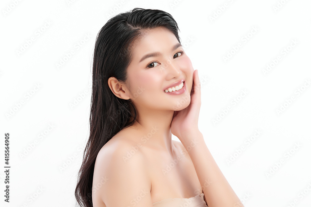 Beautiful young asian woman with clean fresh skin on white background, Face care, Facial treatment, Cosmetology, beauty and spa, Asian women portrait Beautiful young asian woman with clean fresh skin on white background, Face care, Facial treatment, Cosmetology, beauty and spa, Asian women portrait