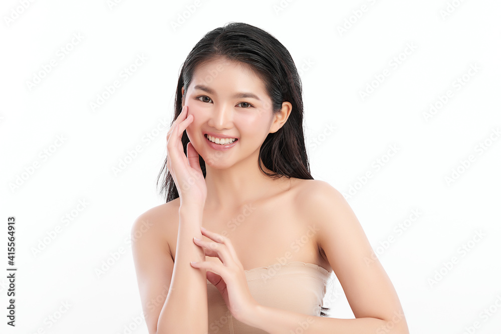 Beautiful young asian woman with clean fresh skin on white background, Face care, Facial treatment, Cosmetology, beauty and spa, Asian women portrait Beautiful young asian woman with clean fresh skin on white background, Face care, Facial treatment, Cosmetology, beauty and spa, Asian women portrait