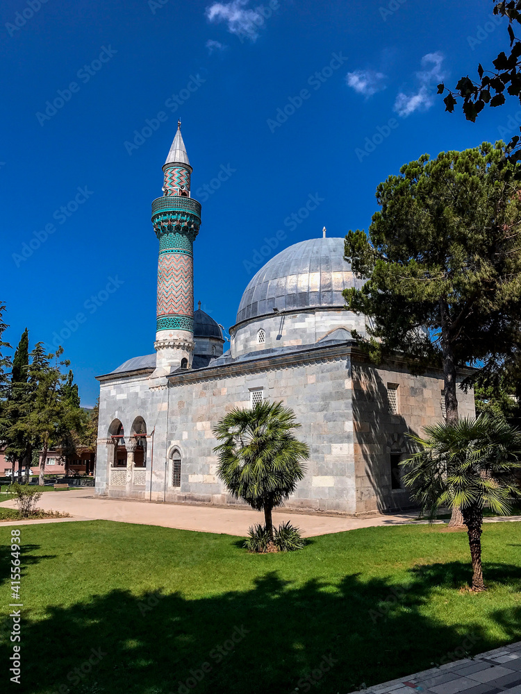 Minaret of Yesil Cami or The Green Mosque in Iznik