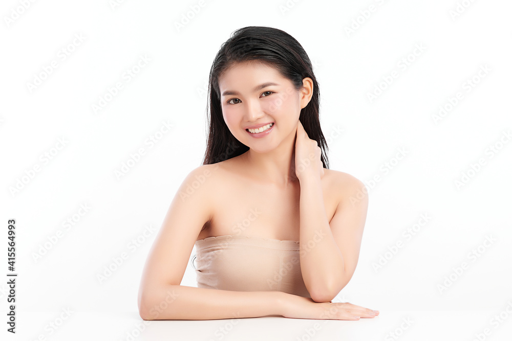 Beautiful young asian woman with clean fresh skin on white background, Face care, Facial treatment, Cosmetology, beauty and spa, Asian women portrait Beautiful young asian woman with clean fresh skin on white background, Face care, Facial treatment, Cosmetology, beauty and spa, Asian women portrait
