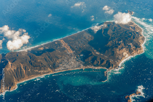 Aerial view of Niijima Island, Tokyo, Japan. photo