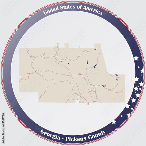 Large and detailed map of Pickens county in Georgia  USA.