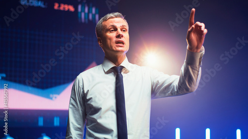 Convincing businessman speaking about business strategy