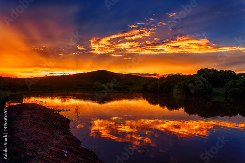 sunset over the lake