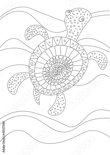 anti stress turtle coloring page for kids and parents