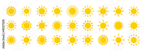 Vektor Sonnen Symbol Set in gelb