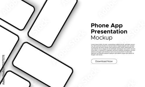Mobile App Presentation Blank Mockup with Phone and Space for Text Isolated on White Background. Vector Illustration