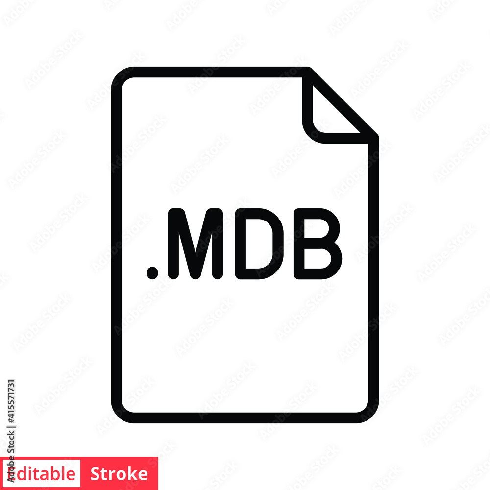 MDB file format line icon. Linear style sign for mobile concept and web design. Simple outline symbol. Vector illustration isolated on white background. Editable stroke EPS 10. MDB file format line icon. Linear style sign for mobile concept and web design. Simple outline symbol. Vector illustration isolated on white background. Editable stroke EPS 10.