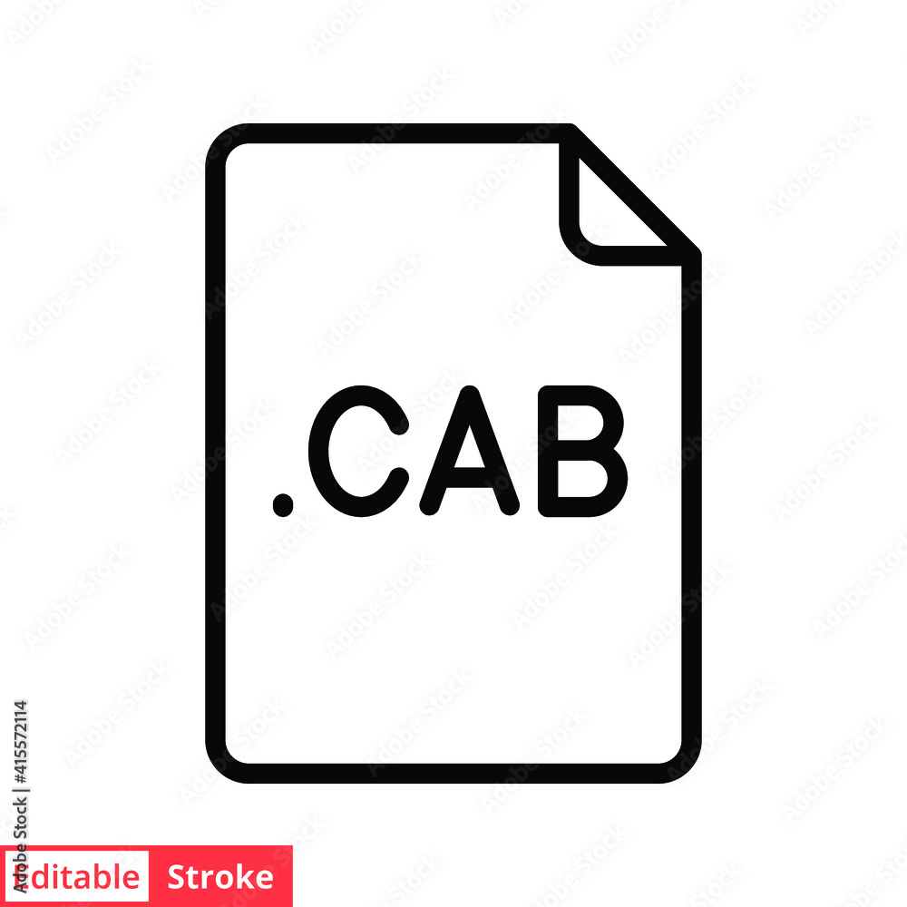 CAB file format line icon. Linear style sign for mobile concept and web design. Simple outline symbol. Vector illustration isolated on white background. Editable stroke EPS 10. CAB file format line icon. Linear style sign for mobile concept and web design. Simple outline symbol. Vector illustration isolated on white background. Editable stroke EPS 10.