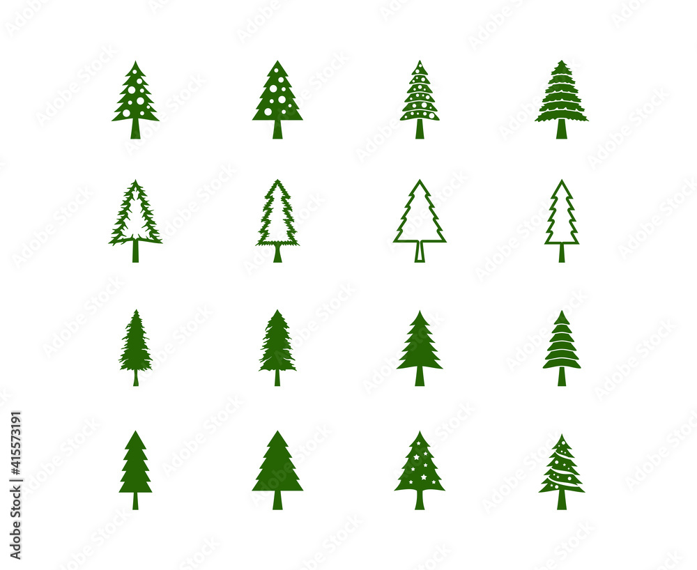 Obraz premium fir and pine tree icon collection vector