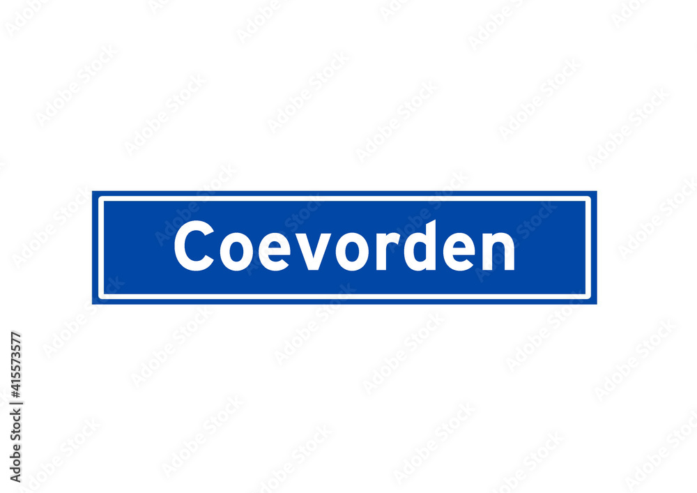 Coevorden isolated Dutch place name sign. City sign from the Netherlands. Coevorden isolated Dutch place name sign. City sign from the Netherlands.