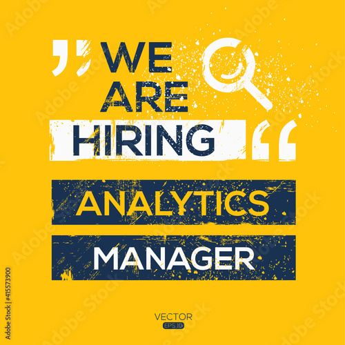 creative text Design (Analytics manager),written in English language, vector illustration.