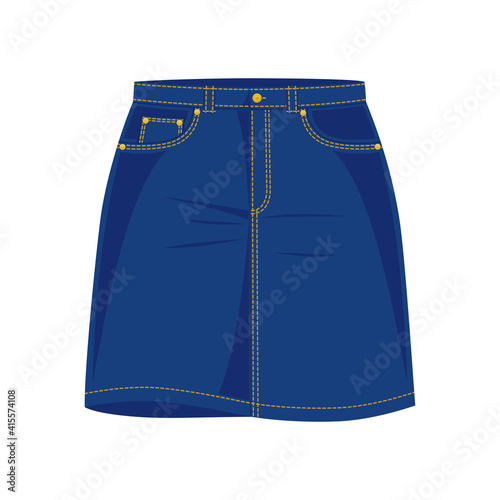 Blue fashion denim mini skirt. Vector illustration.
