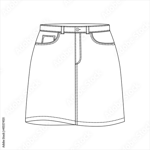 The outline of the fashion denim mini skirt.