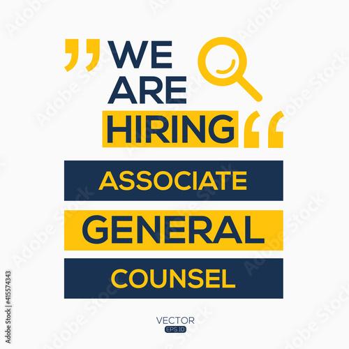 creative text Design (Associate general counsel),written in English language, vector illustration.