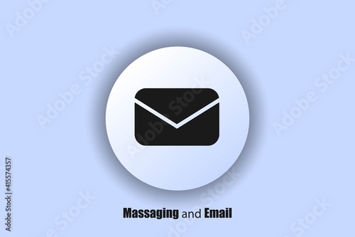 Email icon. The envelope. Logo. Message exchange. User interface icon. White web button. Neomorphism. Vector EPS10