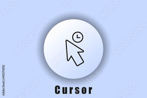 Cursor pointer, logo, cursor icon. click icon, loading cursor, computer mouse, hover, arrow and wait, white ui web button. Neomorphism. Vector ESP10