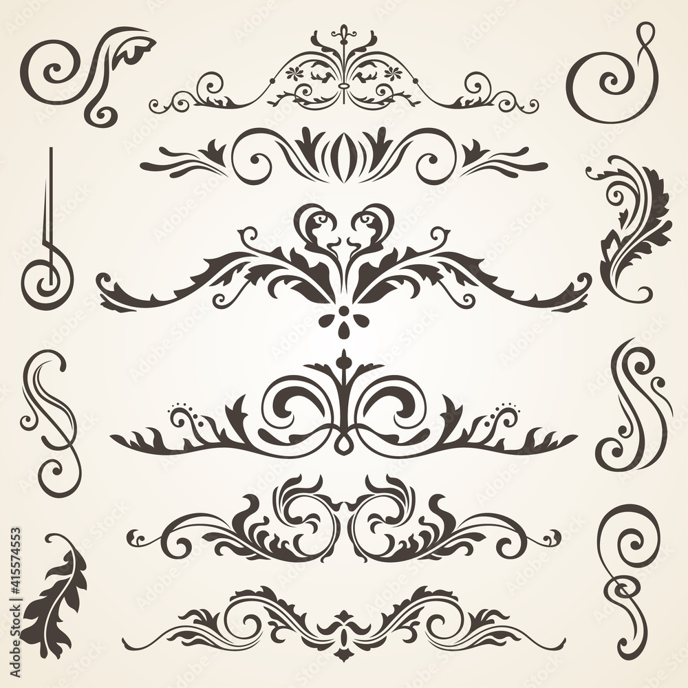 Calligraphic design elements and page decoration. set to embellish your layout Calligraphic design elements and page decoration. set to embellish your layout