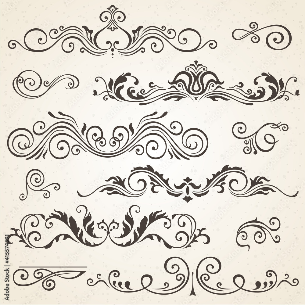 set of calligraphic elements for design