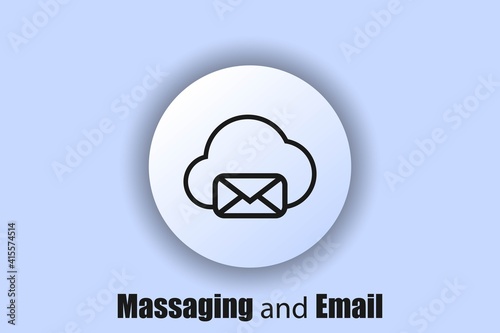 An envelope with a cloud. Email and messaging icon. Newsletter logo. User interface icon. White ui web button neomorphism. Vector EPS10