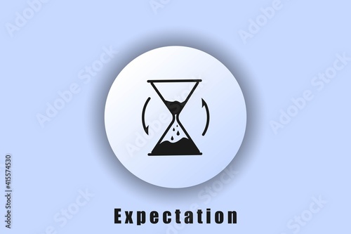 Waiting icon, hourglass, waiting time. User interface icon. White Neumorphic UI UX web button. Neomorphism. Vector EPS10