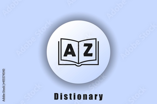 Book icon. Dictionary logo Dictionary icon. Glossary. Library icon. User interface icon. White ui web button neomorphism. Vector EPS10