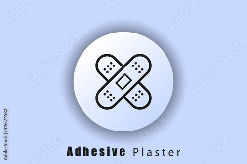 Adhesive plaster icon. Pharmacy plasters. Emergency. Hospital. Healthcare. White ui web button neomorphism. Vector EPS10