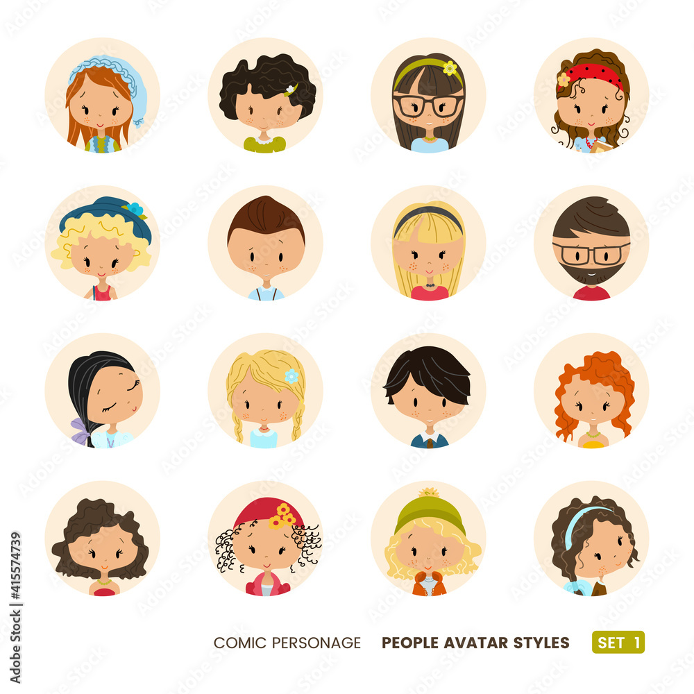 People avatars collection. Set of Hipster avatar icons. Comic personages People avatars collection. Set of Hipster avatar icons. Comic personages