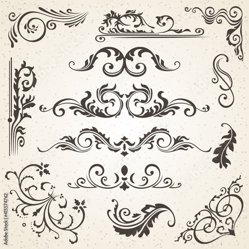 Calligraphic design elements and page decoration. set to embellish your layout