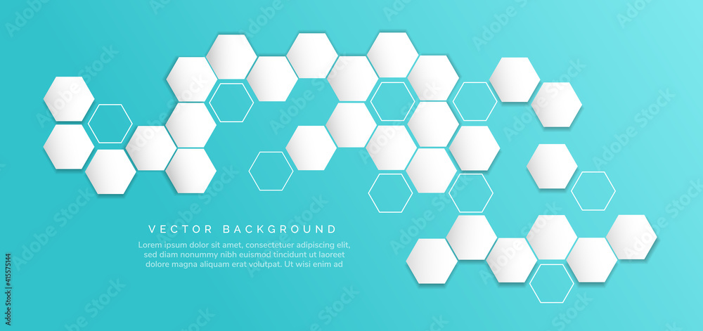 Abstract white hexagon and hexagon lines on blue background with space for text. Abstract white hexagon and hexagon lines on blue background with space for text.