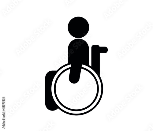 Man on wheelchair  vector icon.  Editable stroke. Linear symbol for use on web design and mobile apps, logo. Symbol illustration. Pixel vector graphics - Vector