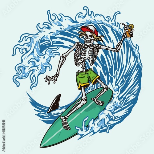 Colorful vintage surfing concept