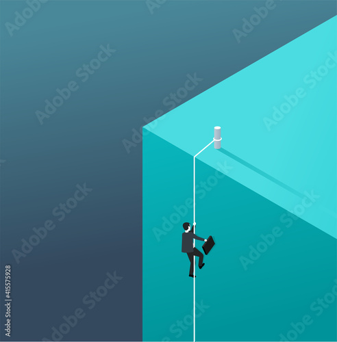 Business growth - businessman climbing a rope