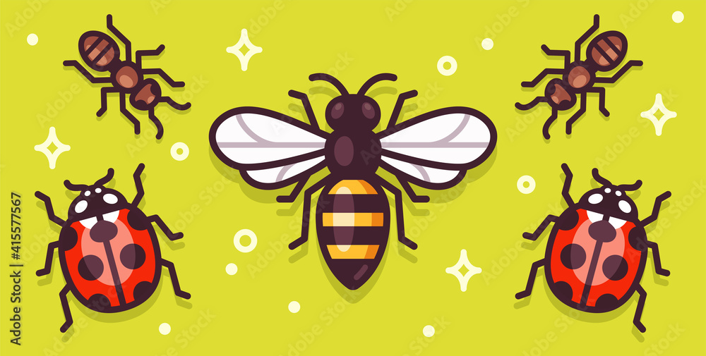Cartoon insects banner illustration Cartoon insects banner illustration