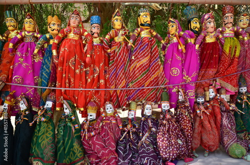 Colorful puppets in the inner courtyard of Mehrangarh fort