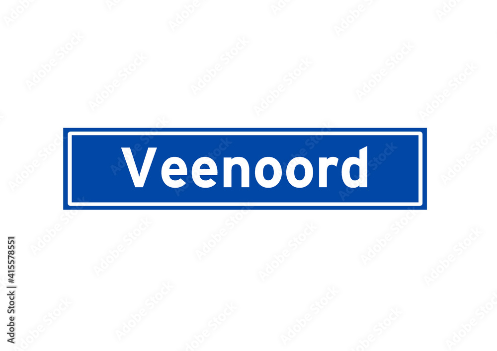 Veenoord isolated Dutch place name sign. City sign from the Netherlands. Veenoord isolated Dutch place name sign. City sign from the Netherlands.
