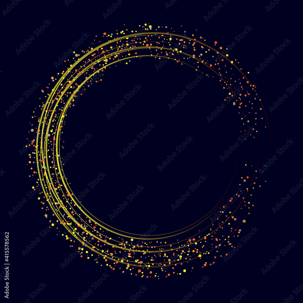 golden circle with lines and dots. luxury frame for any background.