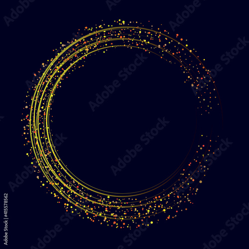 golden circle with lines and dots. luxury frame for any background.