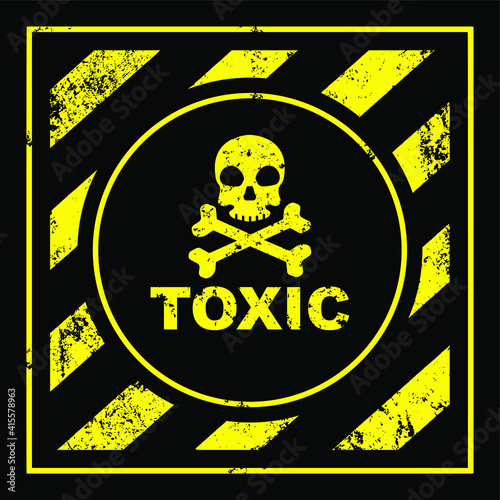 Skull and bones warning sign. Vector icon