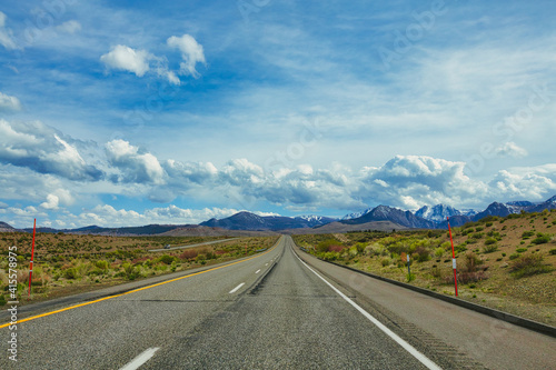 Panoramic highway in America with cloudy sky