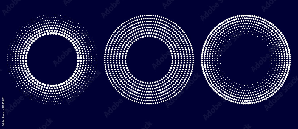set of halftone dots in circle form