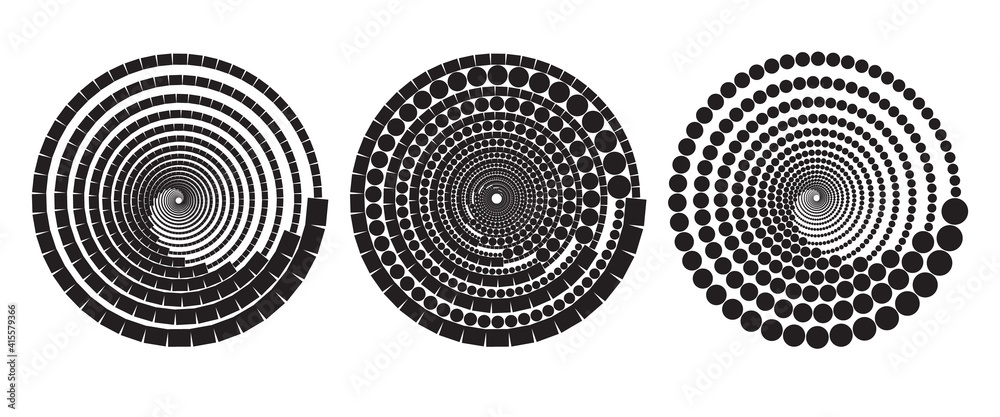 Black spiral dots and rectangles backdrop. Abstract monochrome background for any projects. Black spiral dots and rectangles backdrop. Abstract monochrome background for any projects.