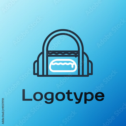 Line Sport bag icon isolated on blue background. Colorful outline concept. Vector Illustration.