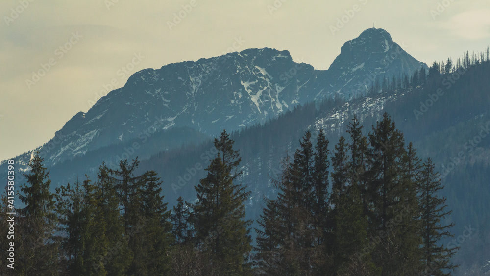 The peak of the Giewont mountain in the Polish Tatras 