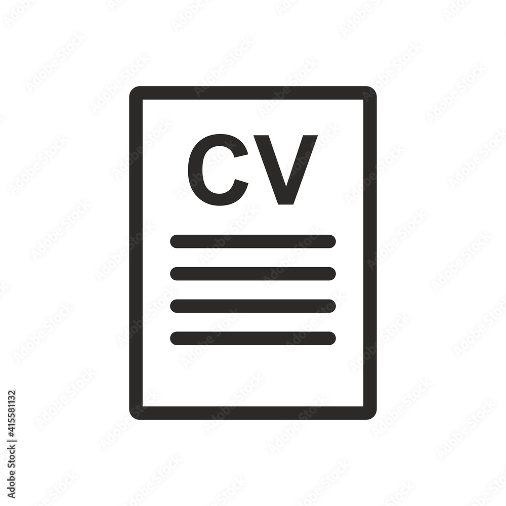 CV icon. Person resume. Applying for a job. Job interview. Vector icon isolated on white background. CV icon. Person resume. Applying for a job. Job interview. Vector icon isolated on white background.