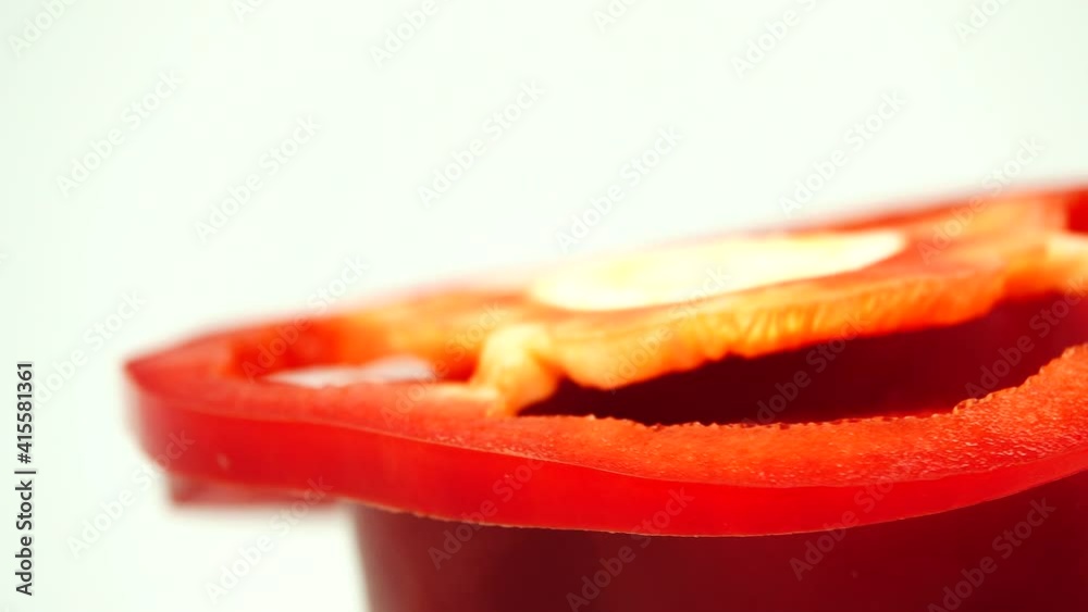 4K sliced red bell pepper on white background 4K sliced red bell pepper on white background
