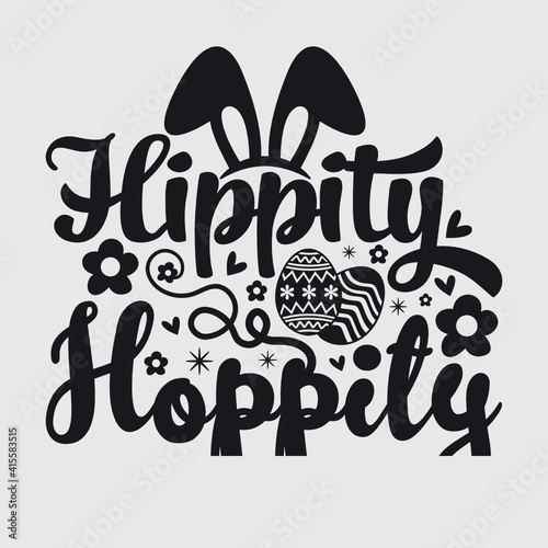 Hippity Hoppity | Happy Easter | Easter | Easter For Kids | Easter For Women | Easter Bunny | Bunny Ears | Hip Hop | Heart Shape | Easter Quotes | Typography Design | T-shirt Design
 photo