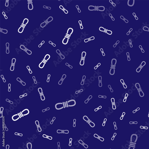 White Climber rope icon isolated seamless pattern on blue background. Extreme sport. Sport equipment. Vector.